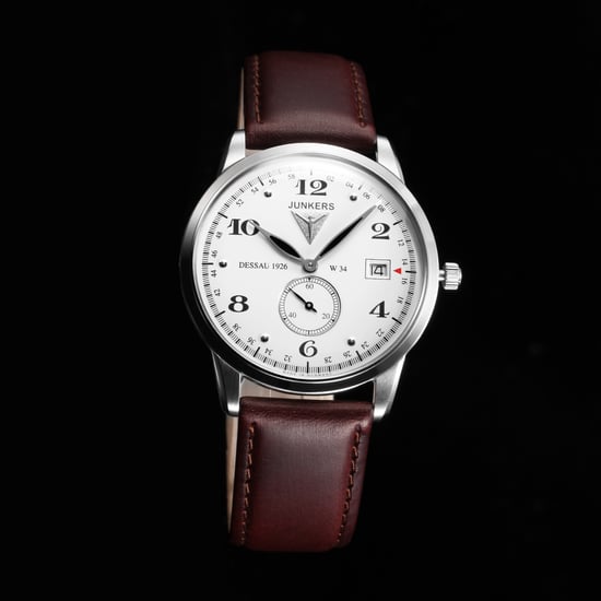 JUNKERS Dessau 1926 Flatline Series Men's Quartz Watch with Brown Leather Strap 6334-1 - Image 3