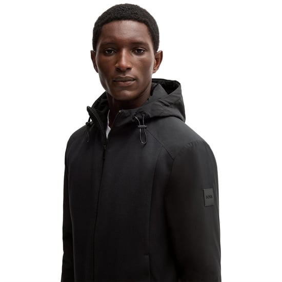Men's Boss Hooded Regular Fit Sweatshirt in Black 001 - Image 4