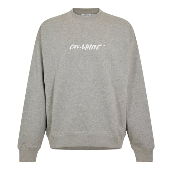 Men's Off White Crew Sweatshirt in Light Grey - Image 1