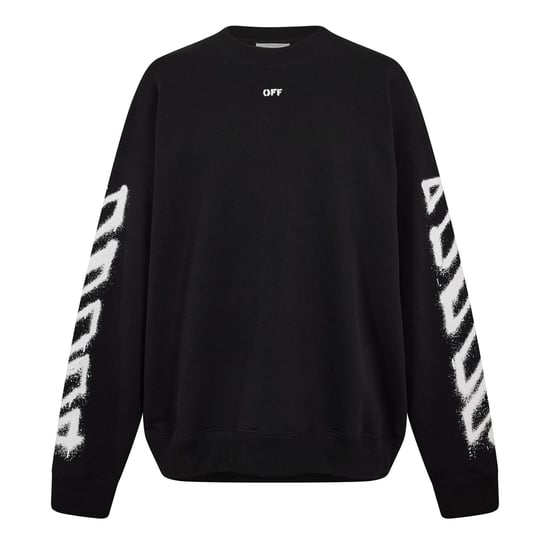 Men's Off White Crew Sweatshirt in Black - Image 1