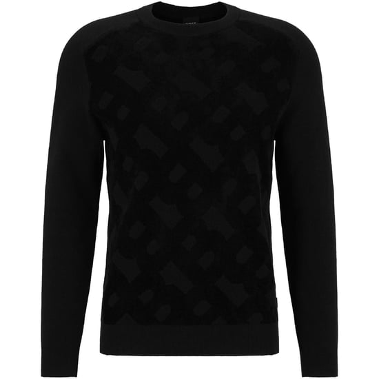 Men's Boss Crew Neck Raglan Long Sleeve Regular Fit Sweater in Black - Image 1