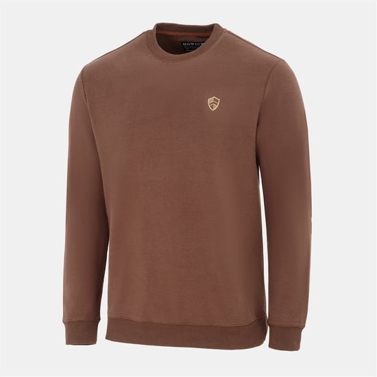 Men's Howick Crew Neck  Jumper in Dark Brown - Image 3