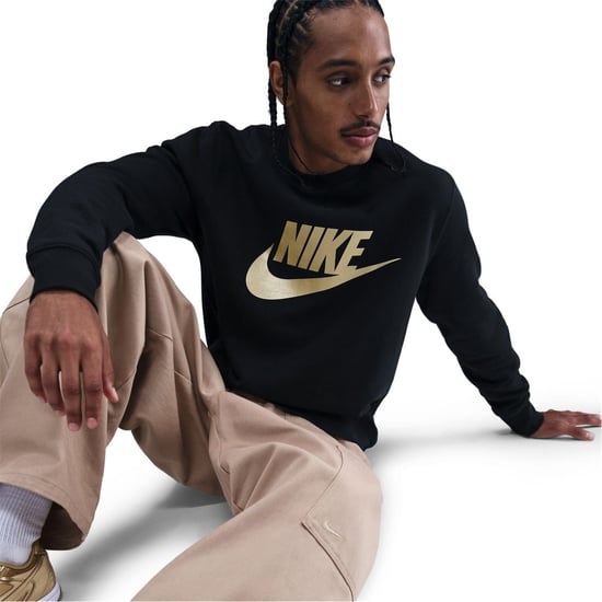 Men's Nike Crew Neck Long Sleeve Jersey Sweatshirt in Black/Gold - Image 5