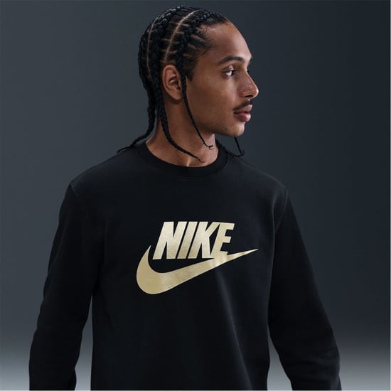 Men's Nike Crew Neck Long Sleeve Jersey Sweatshirt in Black/Gold - Image 6