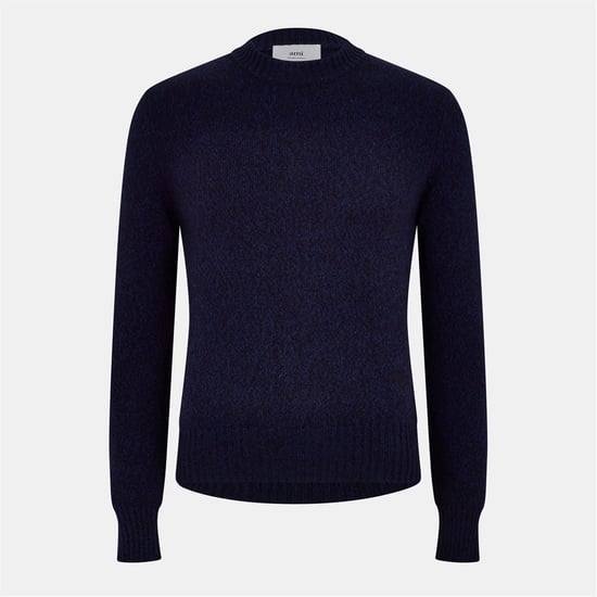 Men's Ami Paris Ami Coeur Crew Neck Long Sleeve Sweater in Night Blue - Image 1