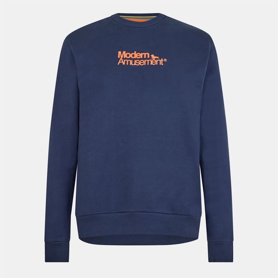 Men's Modern Amusement Regular Fit Crew Neck Long Sleeve Sweatshirt in Navy - Image 1