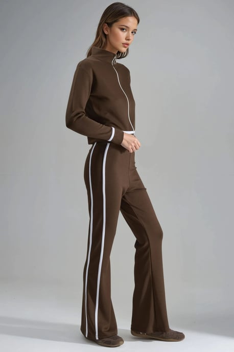 Modal Touch Zippered Sweatshirt & Flare Pants Two-Piece Set - Image 2