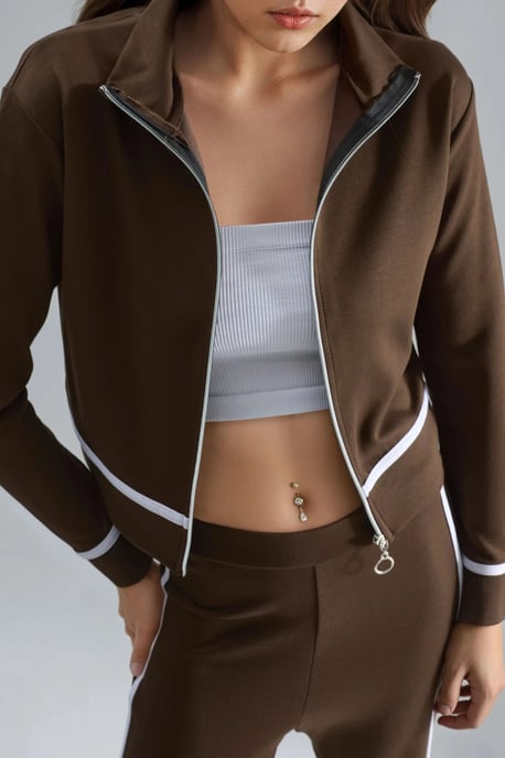 Modal Touch Zippered Sweatshirt & Flare Pants Two-Piece Set - Image 5