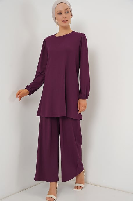 Gelaagde Tuniek met Lange Mouwen en Wijde Broek Set - Image 3