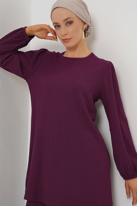 Gelaagde Tuniek met Lange Mouwen en Wijde Broek Set - Image 4