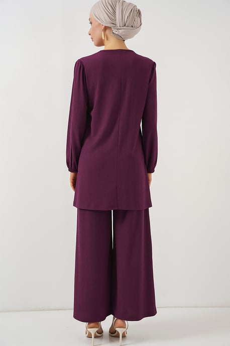 Gelaagde Tuniek met Lange Mouwen en Wijde Broek Set - Image 6