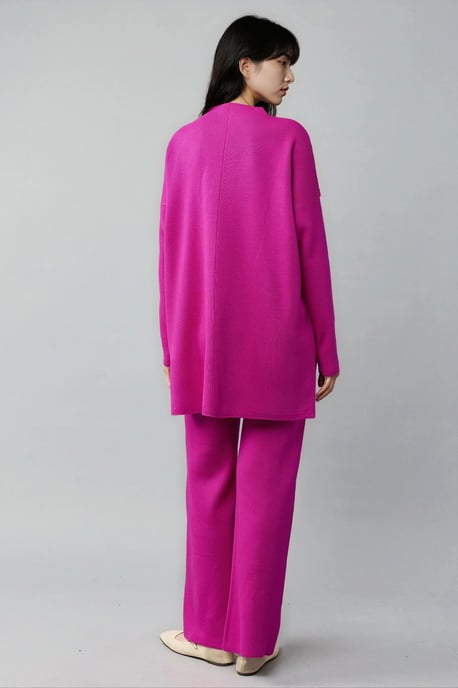 Geribde gebreide set met basic sweater en broek - Image 2