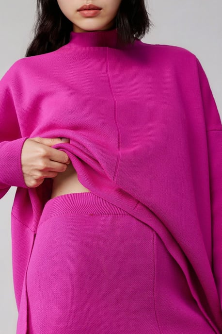 Geribde gebreide set met basic sweater en broek - Image 4