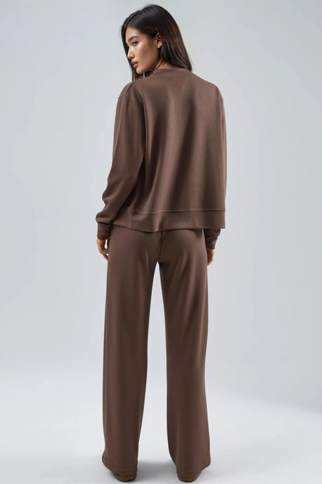 Modal Touch Dragkedjesvettdress och Ribbad Byxuppsättning - Image 4
