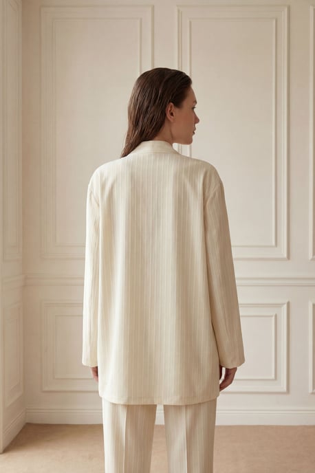 Gestreept Twee-delige Co-Ord Set met Open Kraag - Image 5