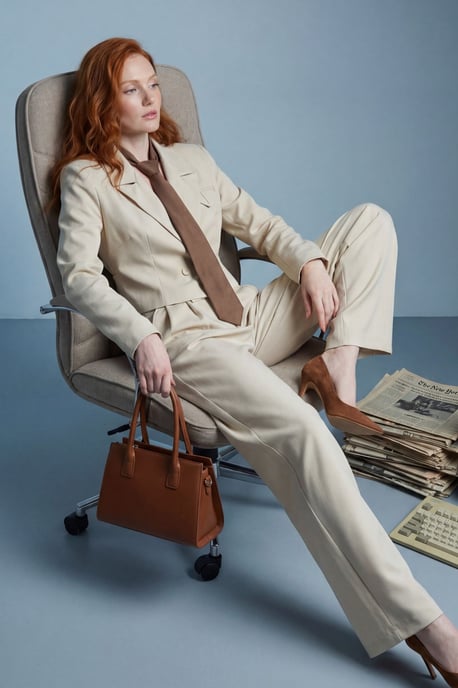 Geknoopte Jas en Plissé Broek Twee-Delige Set - Image 2