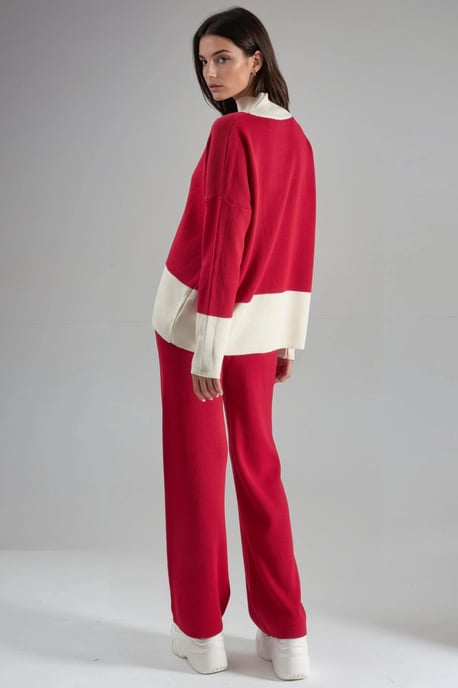 Geribbelde Brei Co-Ord Set met Halve Col - Image 3