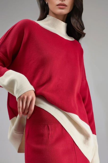 Geribbelde Brei Co-Ord Set met Halve Col - Image 6