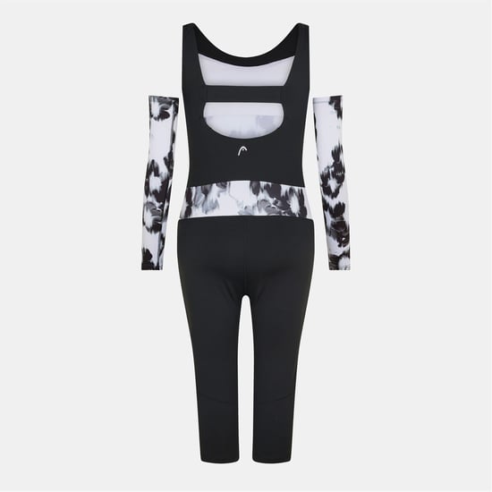 Women's Head Scoop Neck Long Sleeve Abstract Patterned Skisuit in White - Image 2