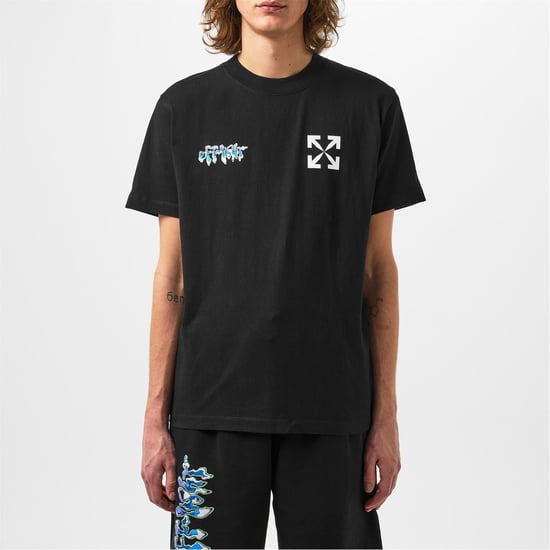 Men's Off White Liquid T-Shirt in Black/White - Image 1