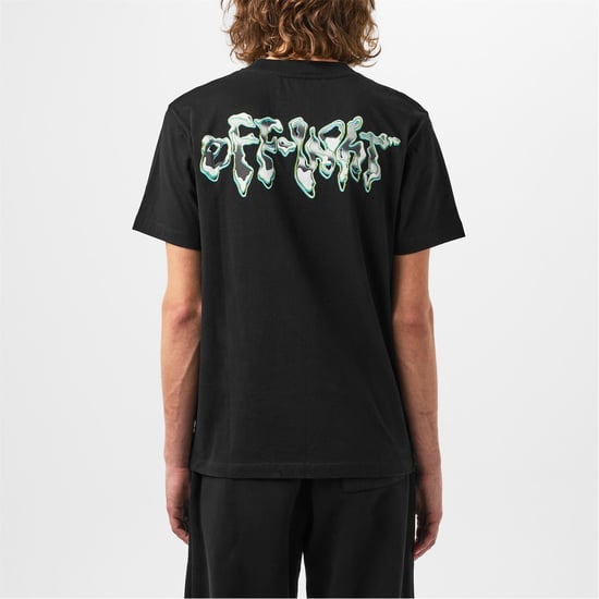 Men's Off White Liquid T-Shirt in Black/White - Image 3