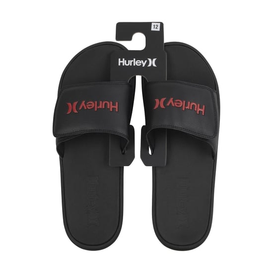 Men's Hurley Vel Flip Slides Sandals in Black/Red - Image 1