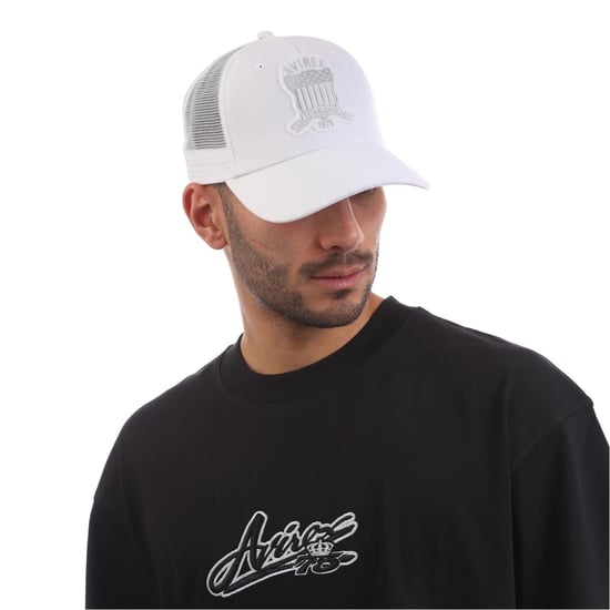 Accessories Avirex Solid Patterned Starrett Trucker Cap with Logo in White - Image 1
