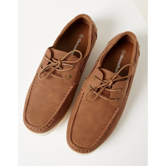 Men's Threadbare Archery Moc Toe Lace-Up Boat Shoes in Tan - Image 3