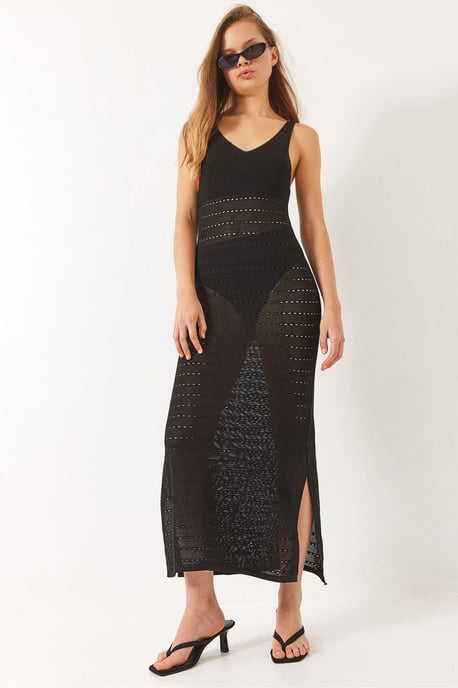 V-hals Midi Split Jurk - Image 1