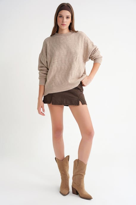 Geribbelde Brei Pullover Trui met Haar Vlechtpatroon - Image 2