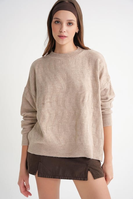 Geribbelde Brei Pullover Trui met Haar Vlechtpatroon - Image 3