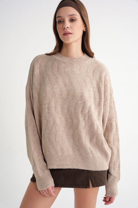 Geribbelde Brei Pullover Trui met Haar Vlechtpatroon - Image 4
