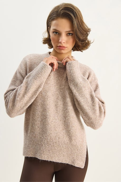 Tjock Oversized Crew Neck Stickad Tröja - Image 3