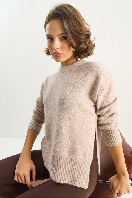 Tjock Oversized Crew Neck Stickad Tröja - Image 5