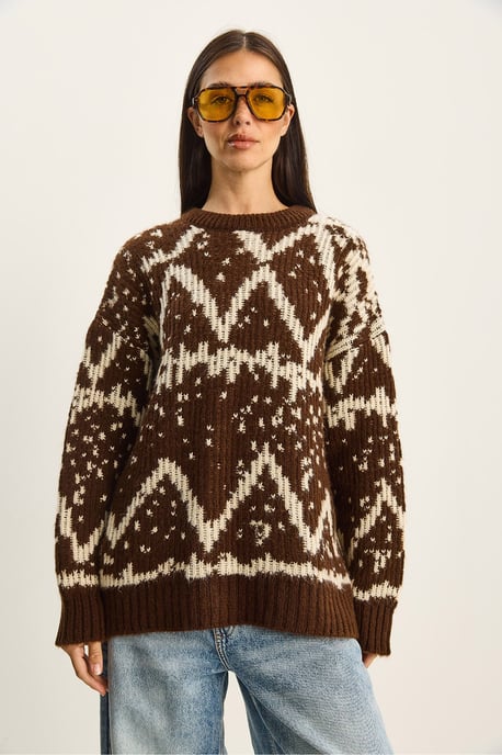 Oversized Ethnic Knit Sweater - Image 2