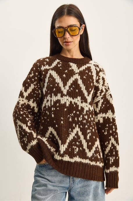 Oversized Ethnic Knit Sweater - Image 3