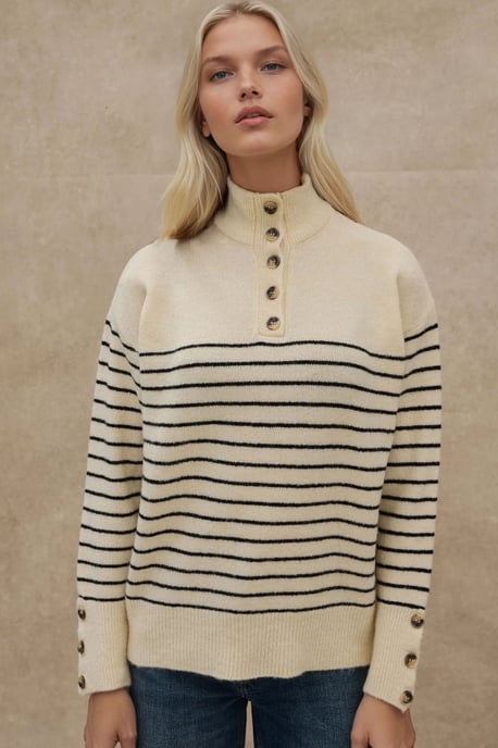 Knitted Sweater met Knopenkraag - Image 2