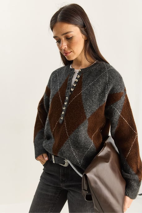 Gebreide Crewneck Trui met Knopen Sluiting - Image 4