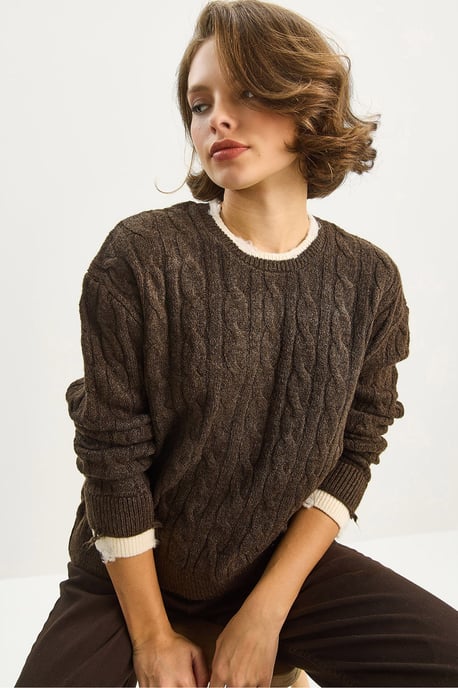 Hair Braid Patterned Sweater - Image 1
