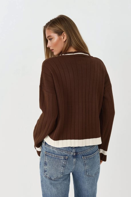 Striped Knit Sweater with Crew Neck - Image 3