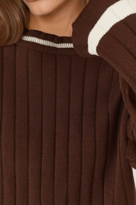 Striped Knit Sweater with Crew Neck - Image 6
