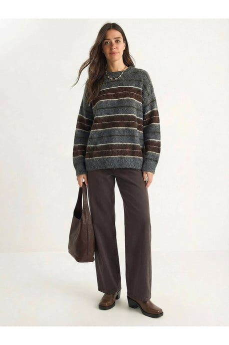 Striped Knit Crew Neck Sweater - Image 4