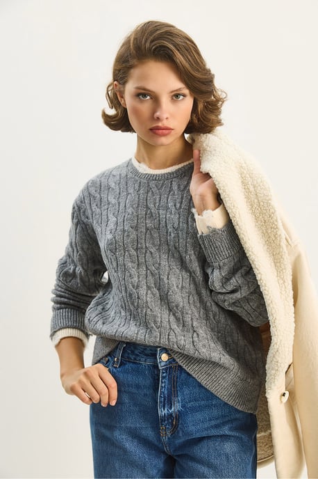 Hair Braid Patterned Sweater - Image 2