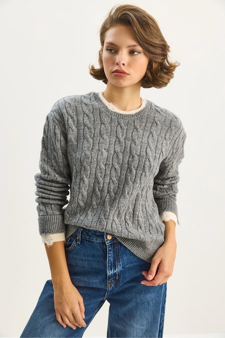 Hair Braid Patterned Sweater - Image 3