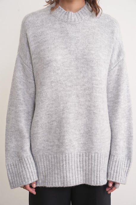 Oversized Geribbelde Gebreide Trui met Ronde Hals - Image 4