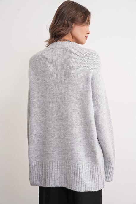 Oversized Geribbelde Gebreide Trui met Ronde Hals - Image 6
