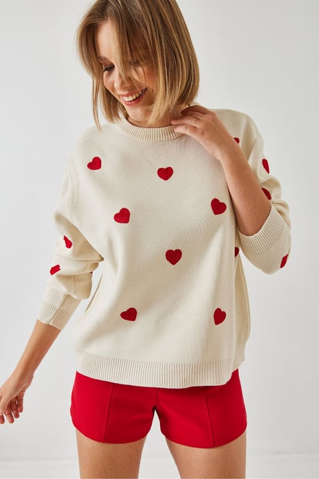 Broderad Crew Neck Avslappnad Passform Tröja - Image 2