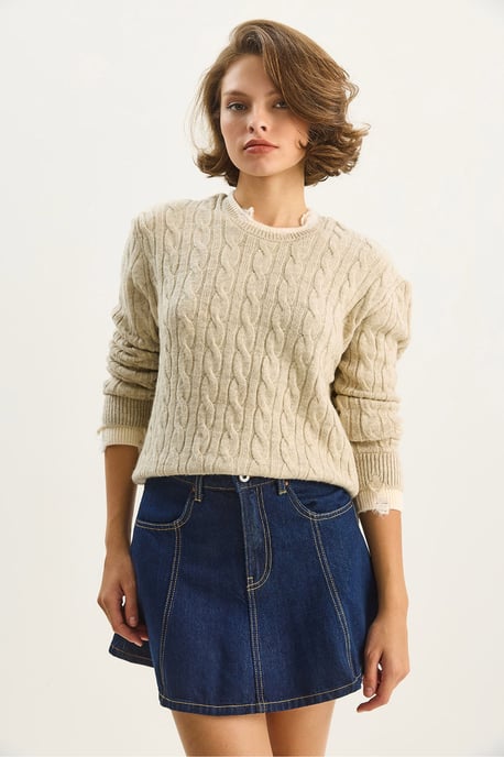 Hair Braid Patterned Sweater - Image 2