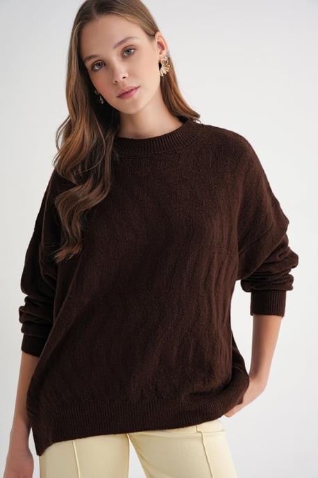 Geribde Brei Pullover Trui met Haar Vlecht Patroon - Image 4