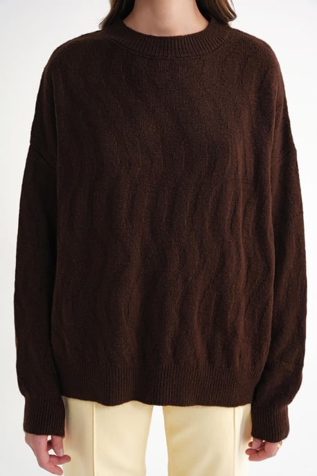Geribde Brei Pullover Trui met Haar Vlecht Patroon - Image 5